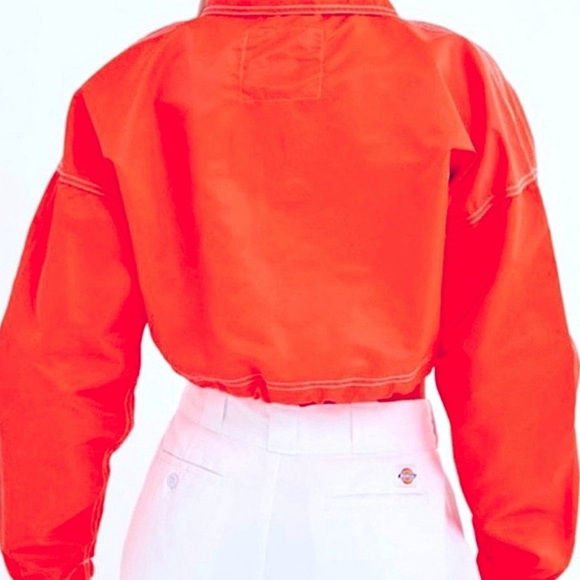 Urban Outfitters Orange Long Sleeve Crop Top windbreaker jacket size XS - Picture 4 of 7
